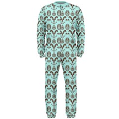 Easter Damask Pattern Robins Egg Blue And Brown Onepiece Jumpsuit (men)  by emilyzragz