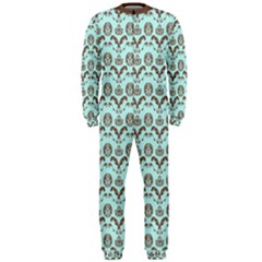 Easter Damask Pattern Robins Egg Blue And Brown Onepiece Jumpsuit (men)  by emilyzragz