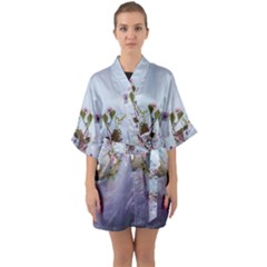 Easter Egg With Flowers Quarter Sleeve Kimono Robe by FantasyWorld7