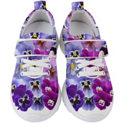 Pansy Isolated Violet Nature Kids  Velcro Strap Shoes by Pakrebo