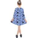 Dog Pattern Blue Kids  Quarter Sleeve Shirt Dress View2