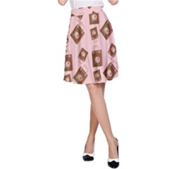 Shopping Bag Pattern Pink A-line Skirt by snowwhitegirl