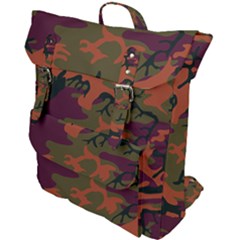 Camouflage Orange Buckle Up Backpack by snowwhitegirl