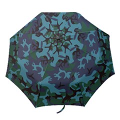 Camouflage Blue Folding Umbrellas by snowwhitegirl