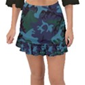 Camouflage Blue Fishtail Mini Chiffon Skirt View1