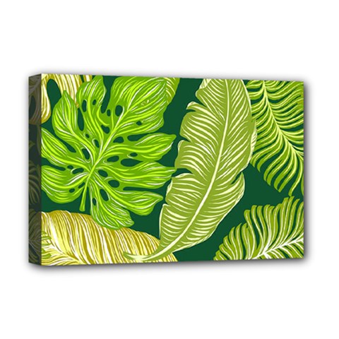 Tropical Green Leaves Deluxe Canvas 18  X 12  (stretched) by snowwhitegirl