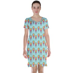 Cotton Candy Pattern Aqua 3d Short Sleeve Nightdress by snowwhitegirl