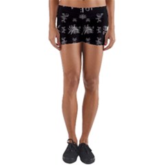 Black And White Ethnic Design Print Yoga Shorts by dflcprintsclothing