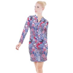 Floral Jungle  Button Long Sleeve Dress by okhismakingart