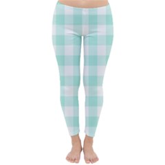 Mint Green Gingham Classic Winter Leggings by retrotoomoderndesigns