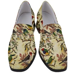 Vintage Birds Women s Chunky Heel Loafers by Valentinaart