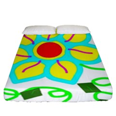 Digital Flower Fitted Sheet (queen Size) by okhismakingart