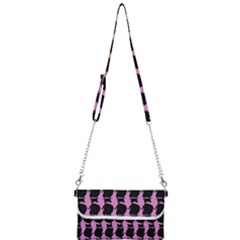 Cat Silouette Pattern Pink Mini Crossbody Handbag by snowwhitegirl