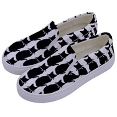 Cat Silouette Pattern Kids  Canvas Slip Ons by snowwhitegirl