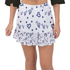 Duck Family Blue Pattern Fishtail Mini Chiffon Skirt