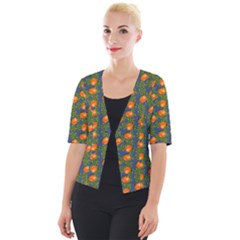 Mandarins Teal Blue Cropped Button Cardigan by snowwhitegirl