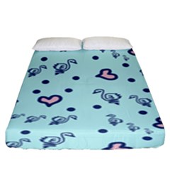 Duck Family Blue Pink Hearts Pattern Fitted Sheet (king Size)