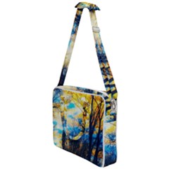 Yellow And Blue Forest Cross Body Office Bag by okhismakingart