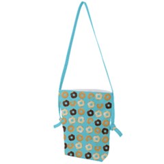 Donuts Pattern With Bites Bright Pastel Blue And Brown Folding Shoulder Bag by genx