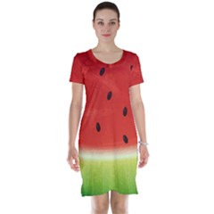 Juicy Paint Texture Watermelon Red And Green Watercolor Short Sleeve Nightdress by genx