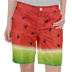 Juicy Paint Texture Watermelon Red And Green Watercolor Pocket Shorts by genx