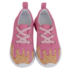 Ice Cream Pink Melting Background With Beige Cone Running Shoes by genx