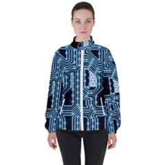 Circuit Pcb Tile Tiling Computer Women s High Neck Windbreaker by Pakrebo