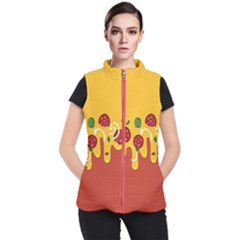 Pizza Topping Funny Modern Yellow Melting Cheese And Pepperonis Women s Puffer Vest by genx