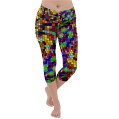 Color Mosaic Background Wall Lightweight Velour Capri Yoga Leggings by Pakrebo