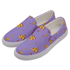 Pizza Pattern Violet Pepperoni Cheese Funny Slices Men s Canvas Slip Ons by genx