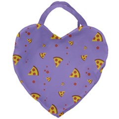 Pizza Pattern Violet Pepperoni Cheese Funny Slices Giant Heart Shaped Tote by genx