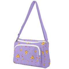 Pizza Pattern Violet Pepperoni Cheese Funny Slices Front Pocket Crossbody Bag by genx