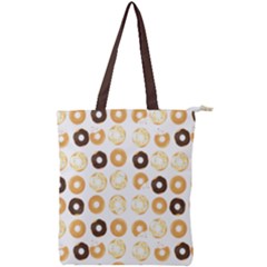 Donuts Pattern With Bites Bright Pastel Blue And Brown Cropped Sweatshirt Double Zip Up Tote Bag by genx