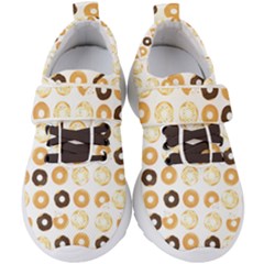 Donuts Pattern With Bites Bright Pastel Blue And Brown Cropped Sweatshirt Kids  Velcro Strap Shoes by genx