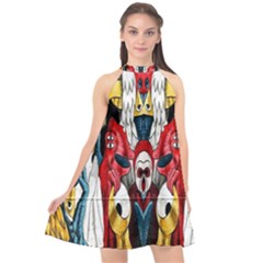 Graffiti 2 Halter Neckline Chiffon Dress  by ArtworkByPatrick