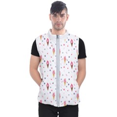 Ice Cream Cones Watercolor With Fruit Berries And Cherries Summer Pattern Men s Puffer Vest by genx