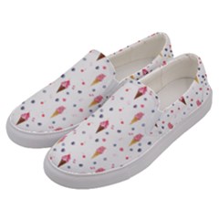 Ice Cream Cones Watercolor With Fruit Berries And Cherries Summer Pattern Men s Canvas Slip Ons by genx