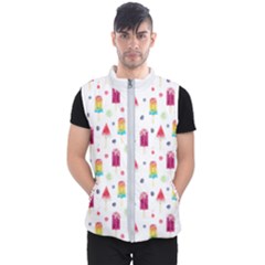 Popsicle Juice Watercolor With Fruit Berries And Cherries Summer Pattern Men s Puffer Vest by genx