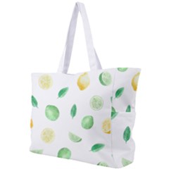 Lemon And Limes Yellow Green Watercolor Fruits With Citrus Leaves Pattern Simple Shoulder Bag by genx