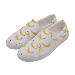 Yellow Banana And Peels Pattern With Polygon Retro Style Women s Canvas Slip Ons by genx