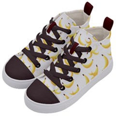 Yellow Banana And Peels Pattern With Polygon Retro Style Kids  Mid-top Canvas Sneakers by genx