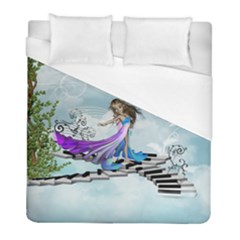 Cute Fairy Dancing On A Piano Duvet Cover (full/ Double Size) by FantasyWorld7