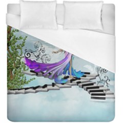 Cute Fairy Dancing On A Piano Duvet Cover (king Size) by FantasyWorld7