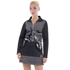 Odin On His Throne With Ravens Wolf On Black Stone Texture Women s Hoodie Dress by snek