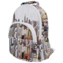 Hong Kong Skyline Watercolor Painting Poster Rounded Multi Pocket Backpack View1