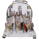 Hong Kong Skyline Watercolor Painting Poster Rounded Multi Pocket Backpack View3