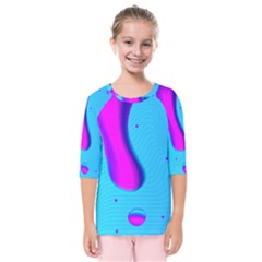 Liquid Abstract Modern Design Kids  Quarter Sleeve Raglan Tee