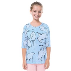 Katsushika Hokusai, Egrets From Quick Lessons In Simplified Drawing Kids  Quarter Sleeve Raglan Tee