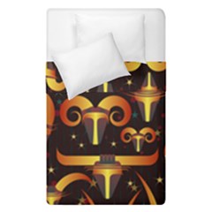 Stylised Horns Black Pattern Duvet Cover Double Side (single Size) by HermanTelo