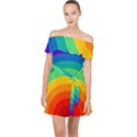 Rainbow Background Colorful Off Shoulder Chiffon Dress View1